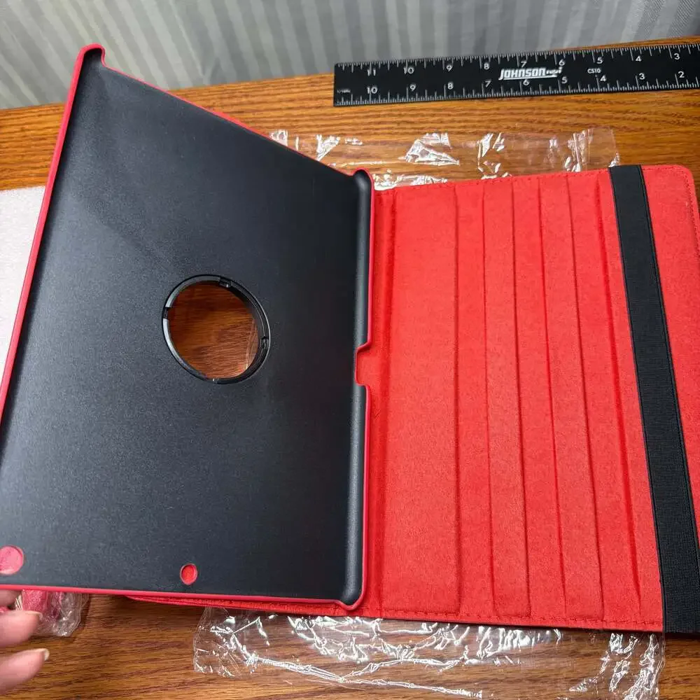 LayYun Red iPad 10.2 Case‎ 2019 7th Gen 360 Rotating Stand Folio Cover